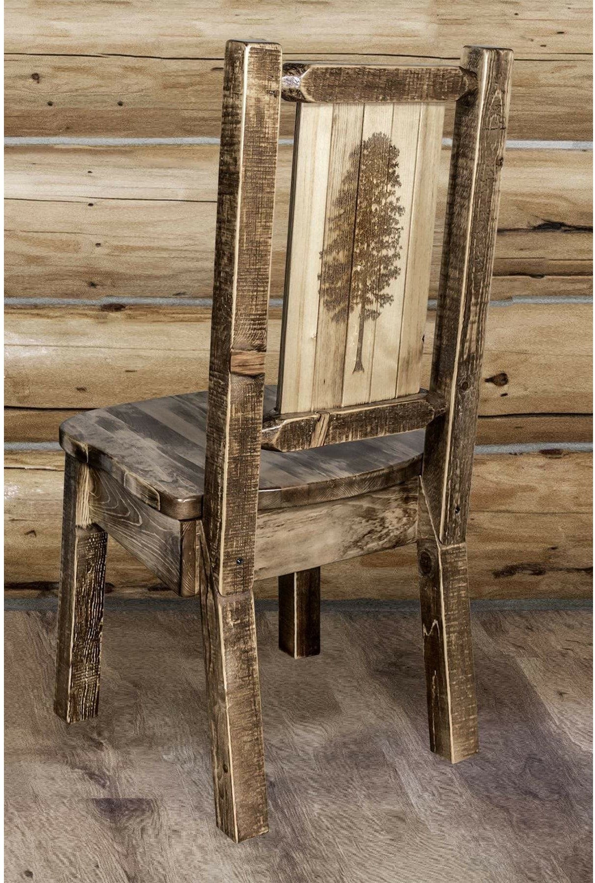 Montana Woodworks Homestead Collection Side Chair with Laser Engraved Design - Stain & Lacquer Finish-Rustic Furniture Marketplace