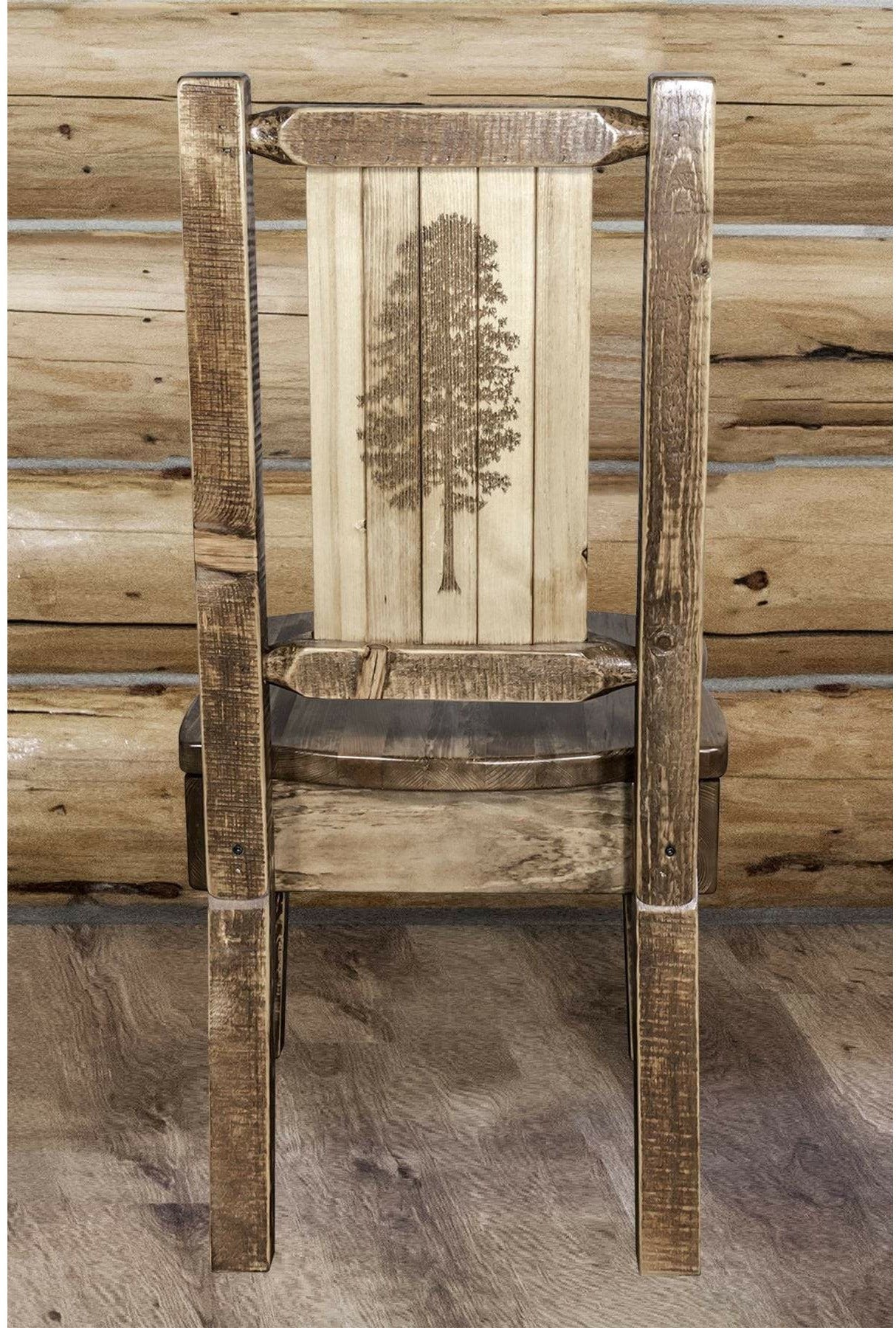 Montana Woodworks Homestead Collection Side Chair with Laser Engraved Design - Stain & Lacquer Finish-Rustic Furniture Marketplace