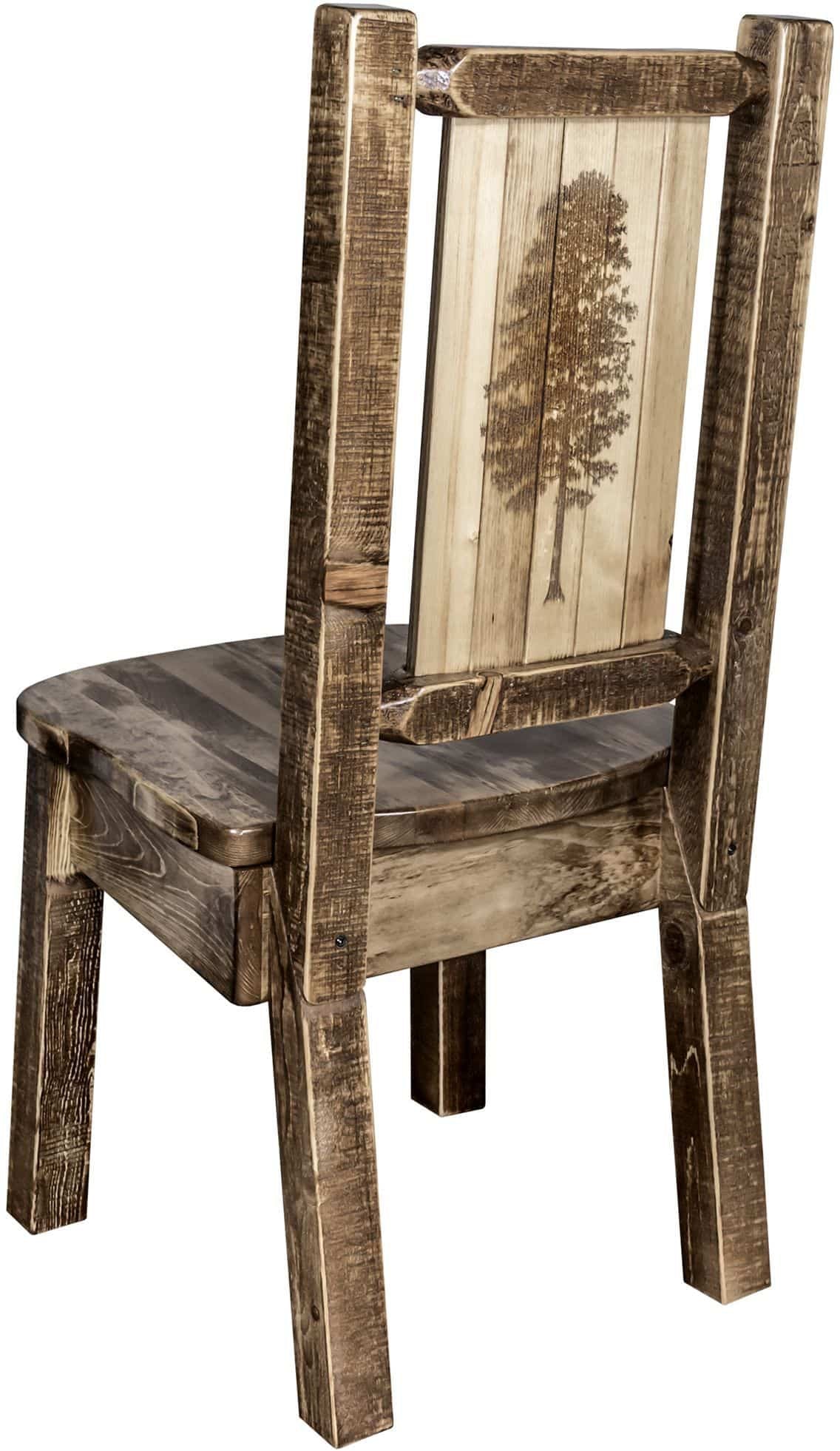 Montana Woodworks Homestead Collection Side Chair with Laser Engraved Design - Stain & Lacquer Finish-Rustic Furniture Marketplace