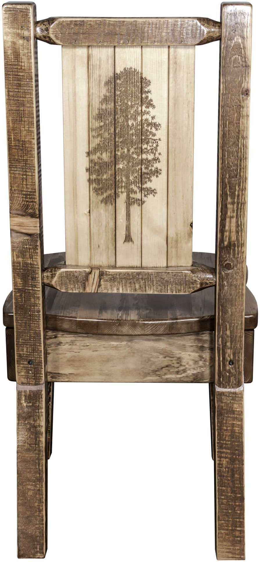 Montana Woodworks Homestead Collection Side Chair with Laser Engraved Design - Stain & Lacquer Finish-Rustic Furniture Marketplace