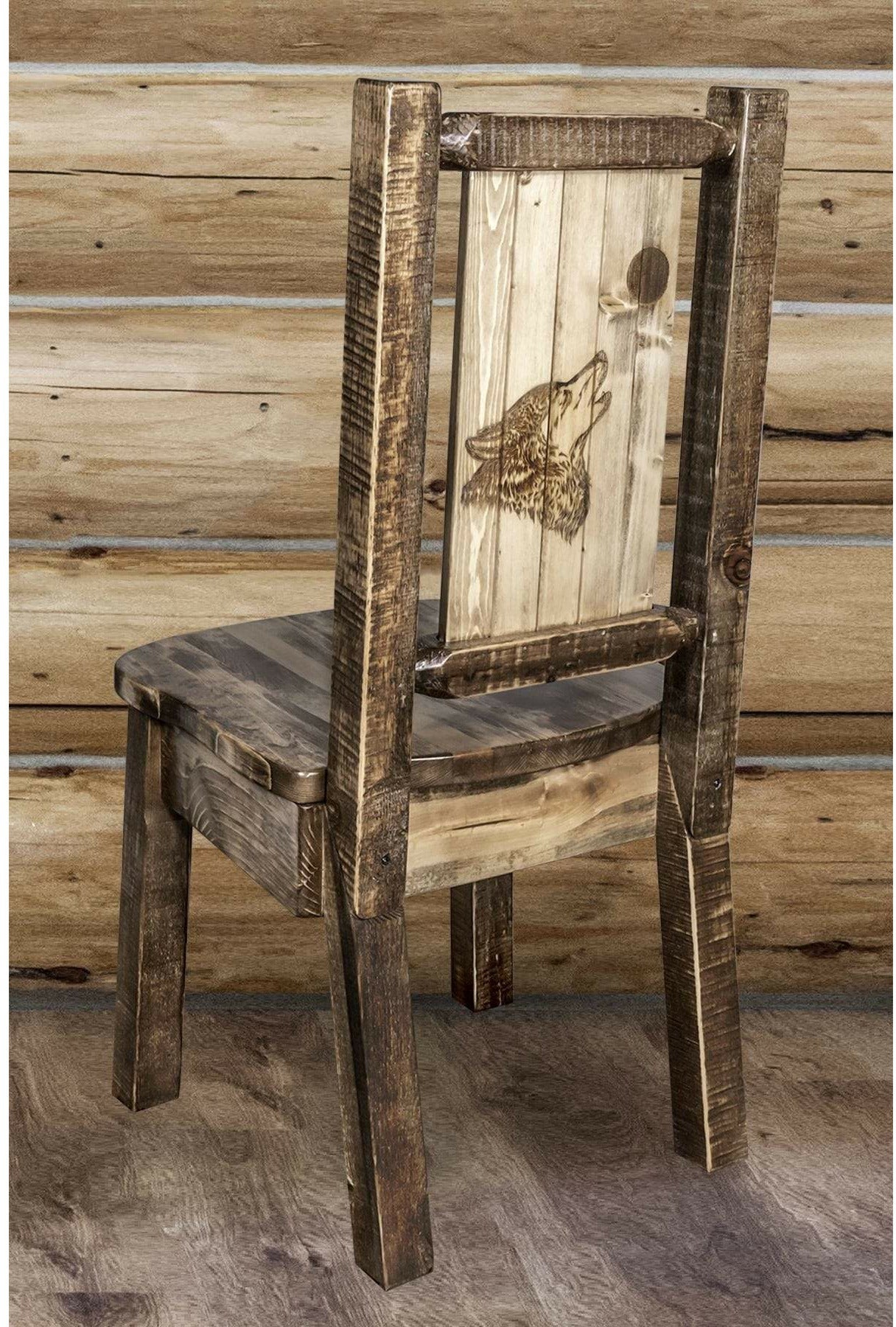 Montana Woodworks Homestead Collection Side Chair with Laser Engraved Design - Stain & Lacquer Finish-Rustic Furniture Marketplace