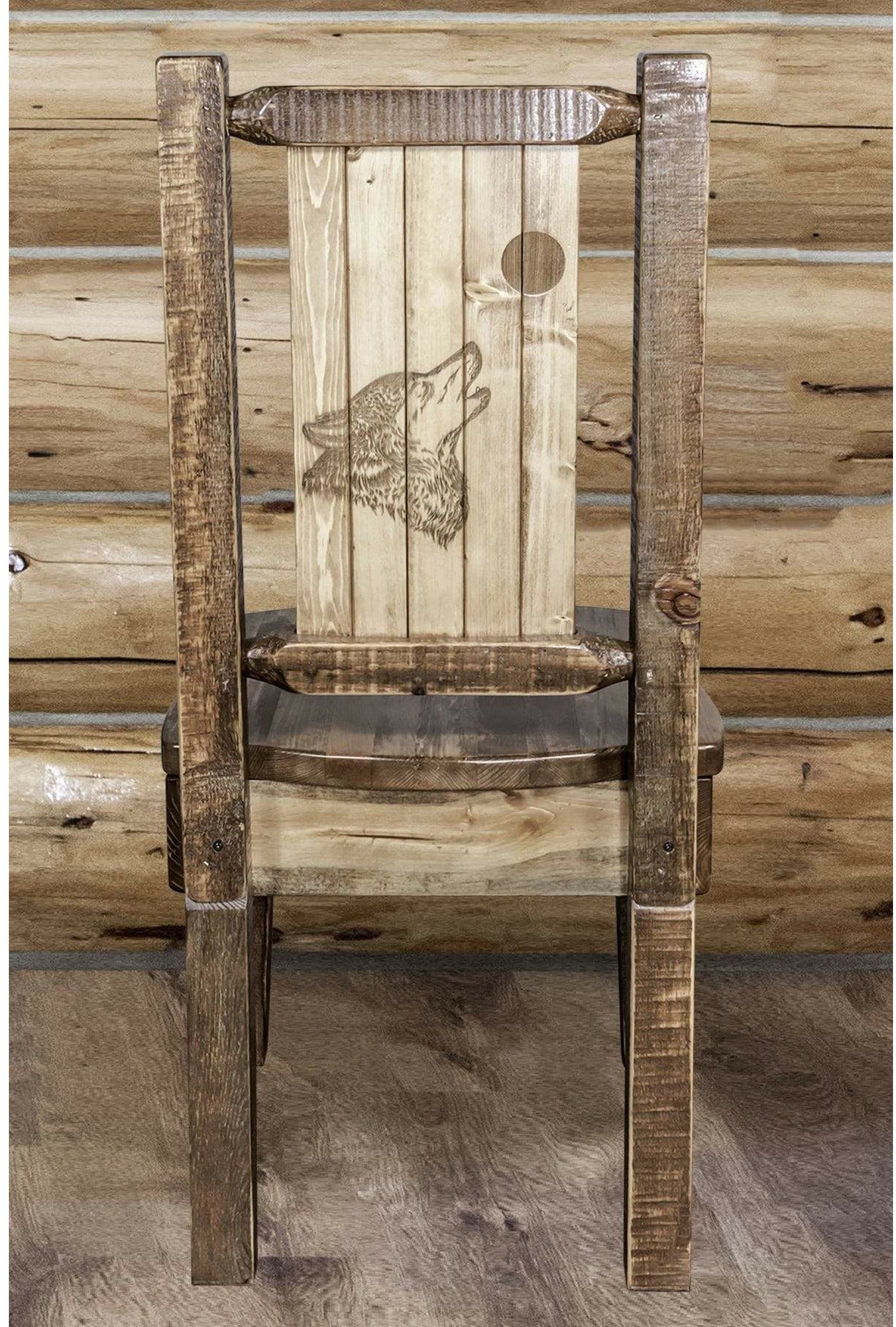 Montana Woodworks Homestead Collection Side Chair with Laser Engraved Design - Stain & Lacquer Finish-Rustic Furniture Marketplace