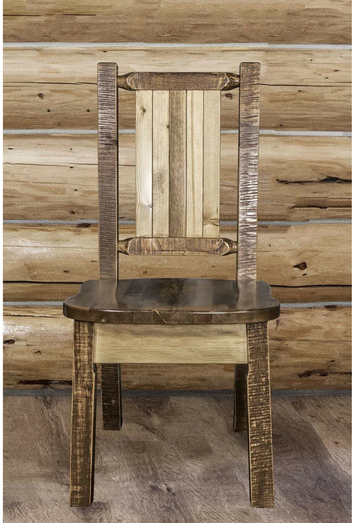 Montana Woodworks Homestead Collection Side Chair with Laser Engraved Design - Stain & Lacquer Finish-Rustic Furniture Marketplace