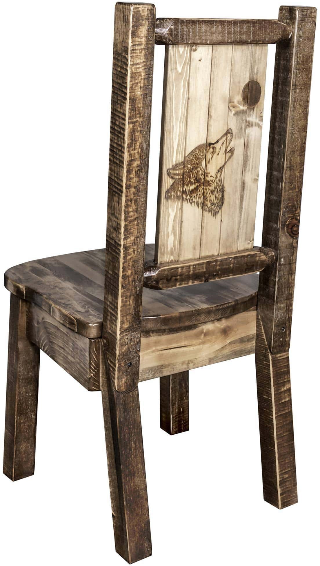 Montana Woodworks Homestead Collection Side Chair with Laser Engraved Design - Stain & Lacquer Finish-Rustic Furniture Marketplace