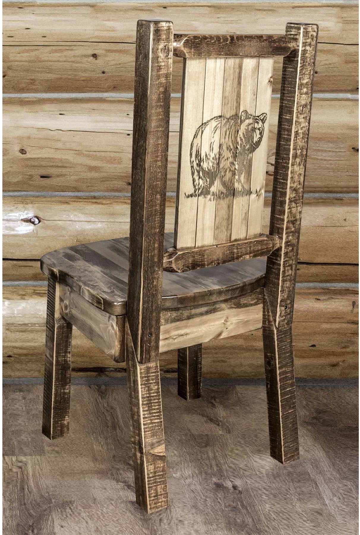 Montana Woodworks Homestead Collection Side Chair with Laser Engraved Design - Stain & Lacquer Finish-Rustic Furniture Marketplace