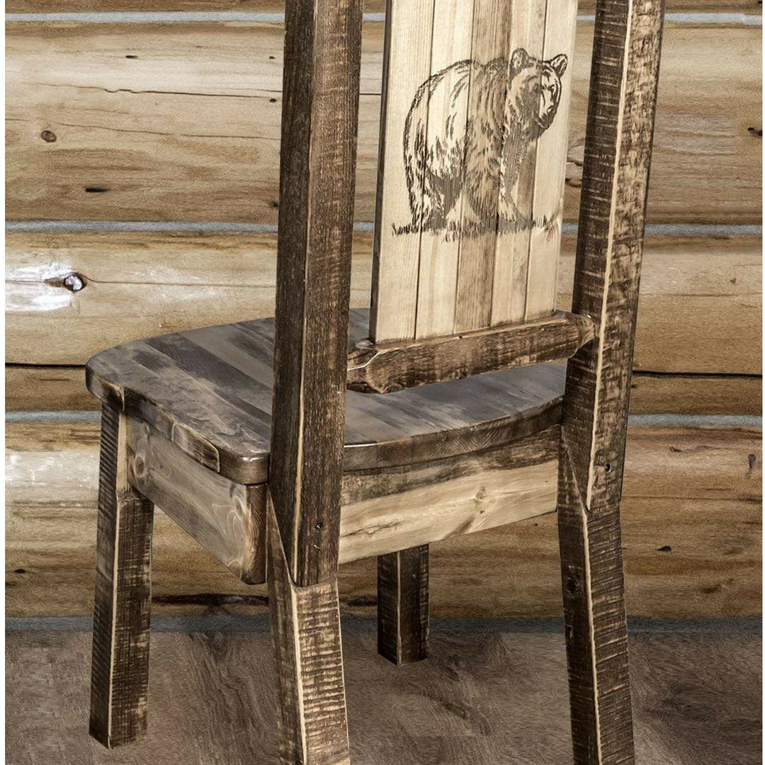 Montana Woodworks Homestead Collection Side Chair with Laser Engraved Design - Stain & Lacquer Finish-Rustic Furniture Marketplace