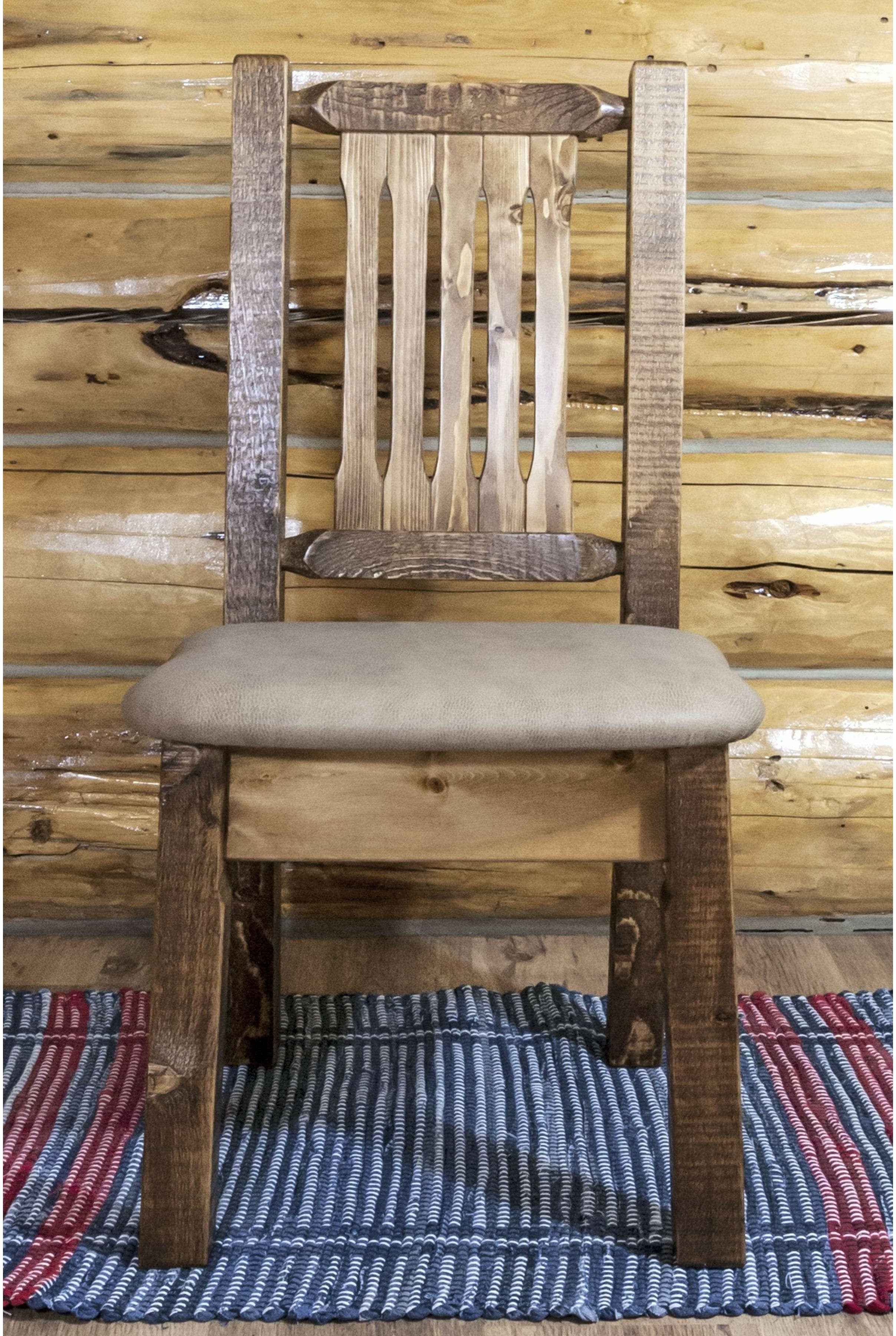 Montana Woodworks Homestead Collection Side Chair with Upholstered Seat-Rustic Furniture Marketplace