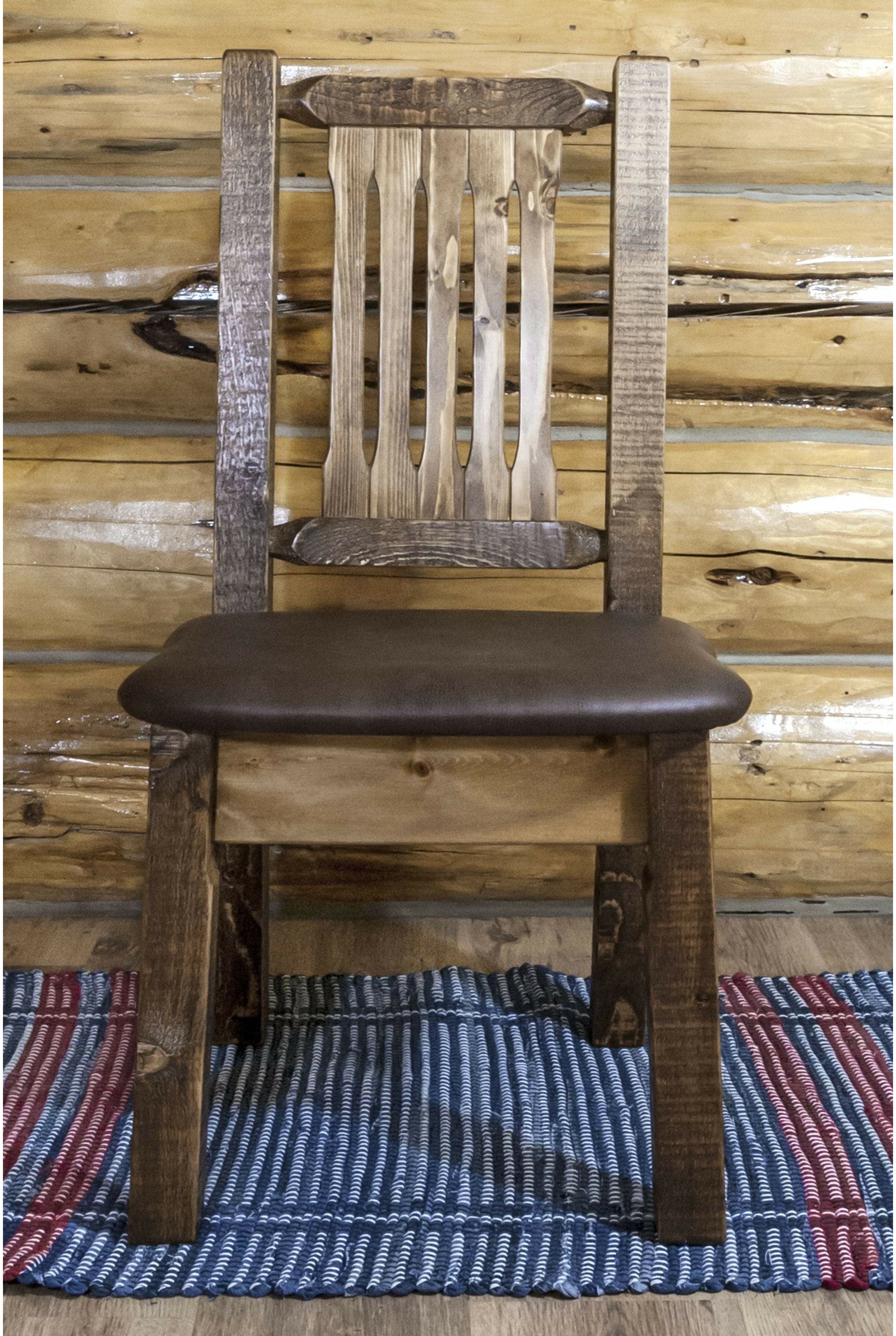 Montana Woodworks Homestead Collection Side Chair with Upholstered Seat-Rustic Furniture Marketplace