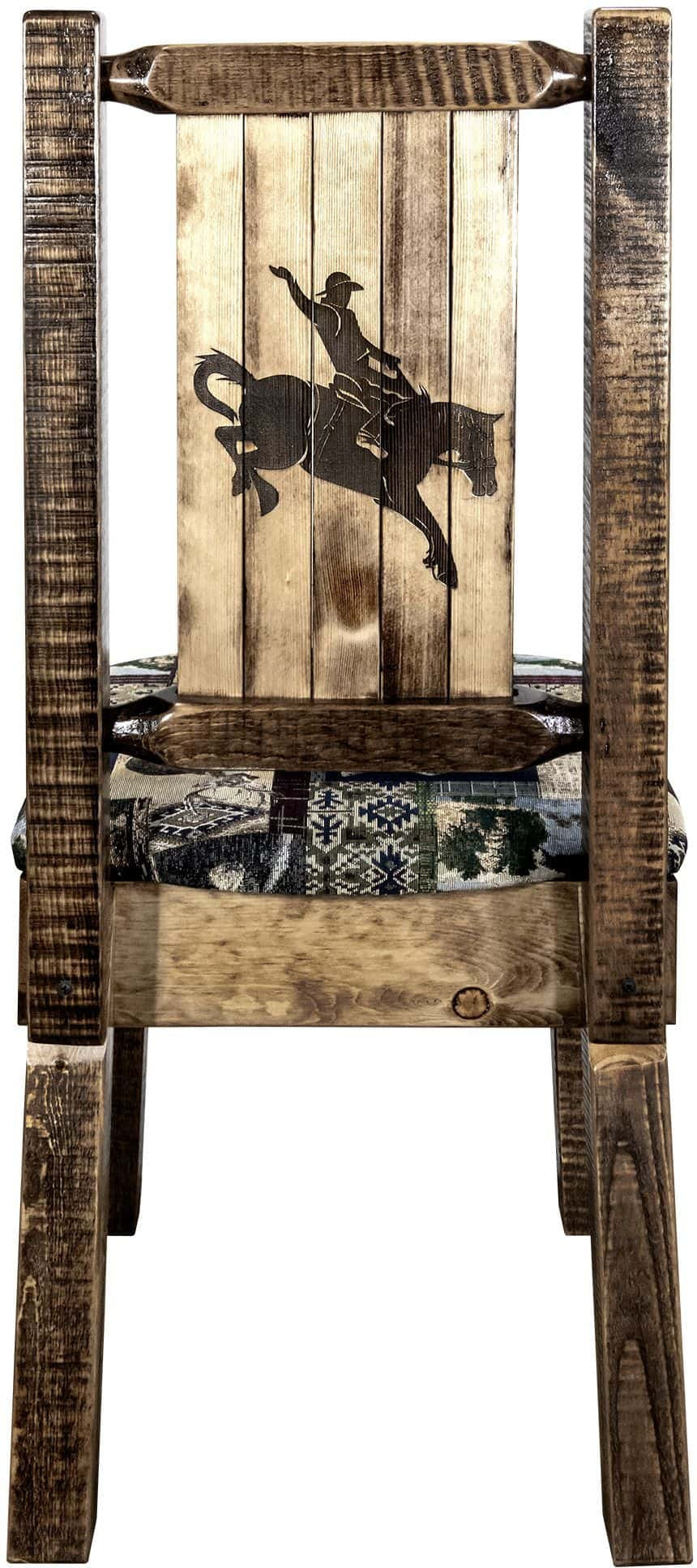 Montana Woodworks Homestead Collection Side Chair Woodland Upholstery with Laser Engraved Design-Rustic Furniture Marketplace