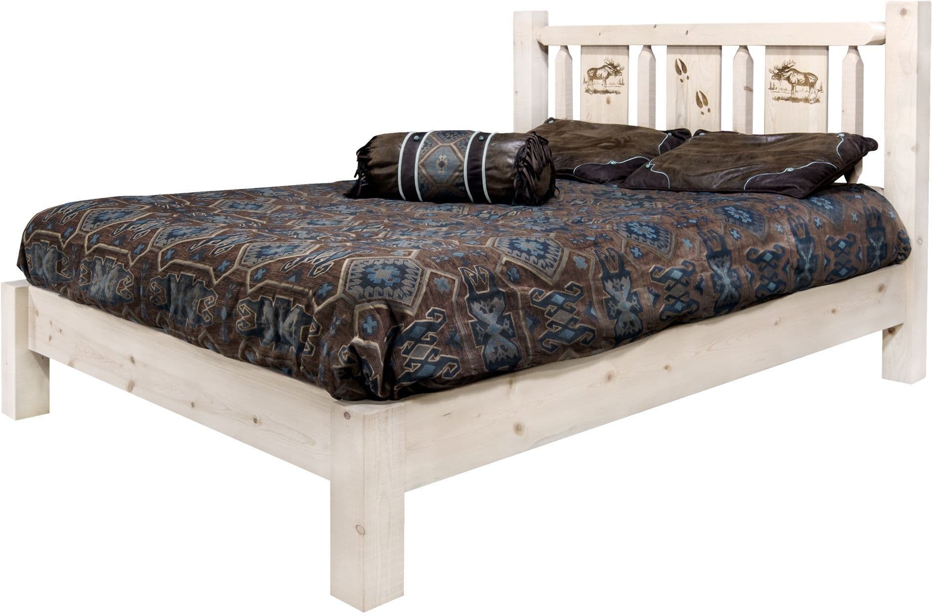 Montana Woodworks Homestead Collection Twin Platform Bed with Laser Engraved Design - Ready to Finish-Rustic Furniture Marketplace