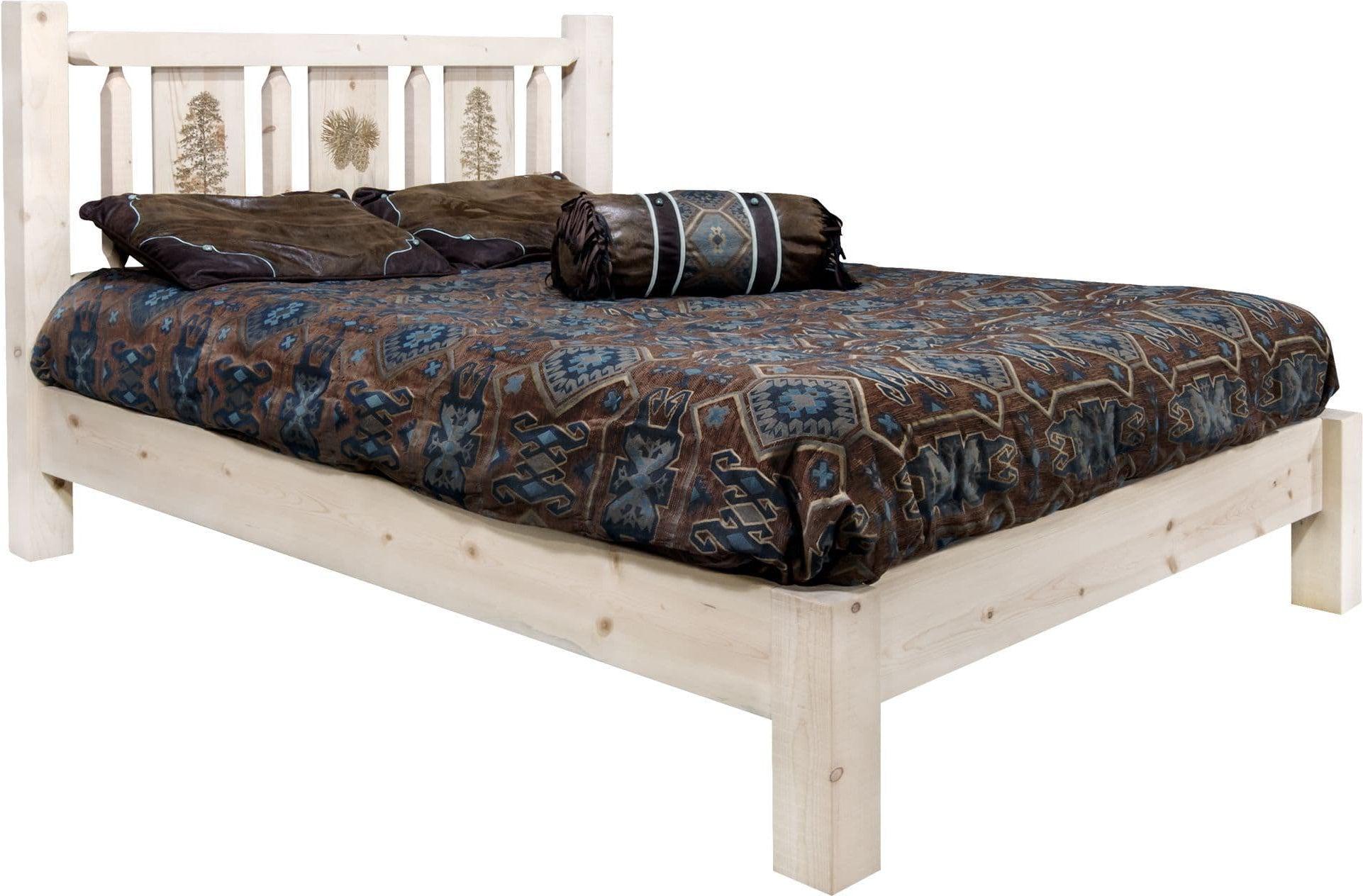 Montana Woodworks Homestead Collection Twin Platform Bed with Laser Engraved Design - Ready to Finish-Rustic Furniture Marketplace
