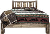 Montana Woodworks Homestead Collection Twin Platform Bed with Laser Engraved Design - Stained & Lacquered-Rustic Furniture Marketplace