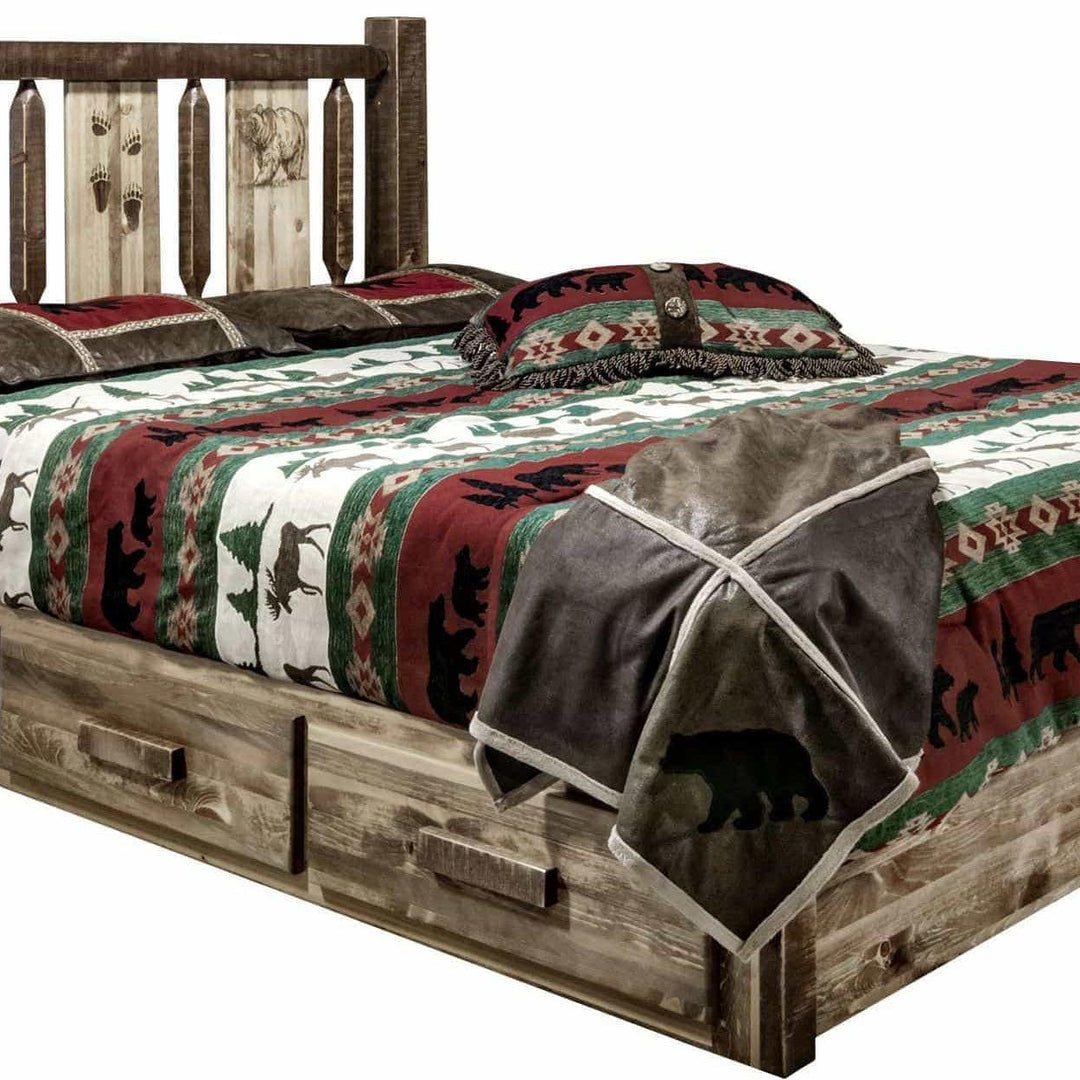 Montana Woodworks Homestead Collection Twin Storage Platform Bed - Stain & Clear Lacquer Finish-Rustic Furniture Marketplace