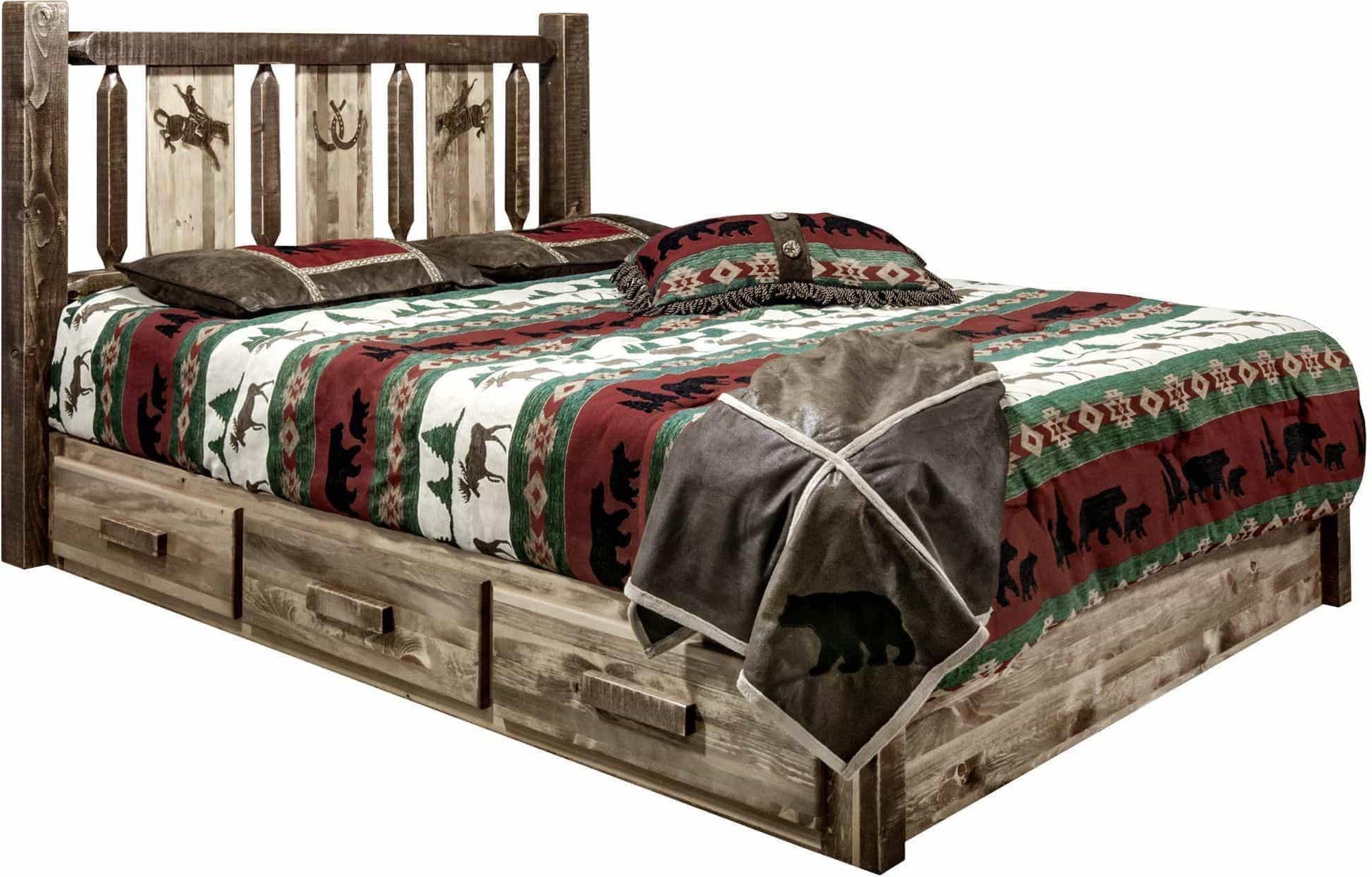 Montana Woodworks Homestead Collection Twin Storage Platform Bed - Stain & Clear Lacquer Finish-Rustic Furniture Marketplace