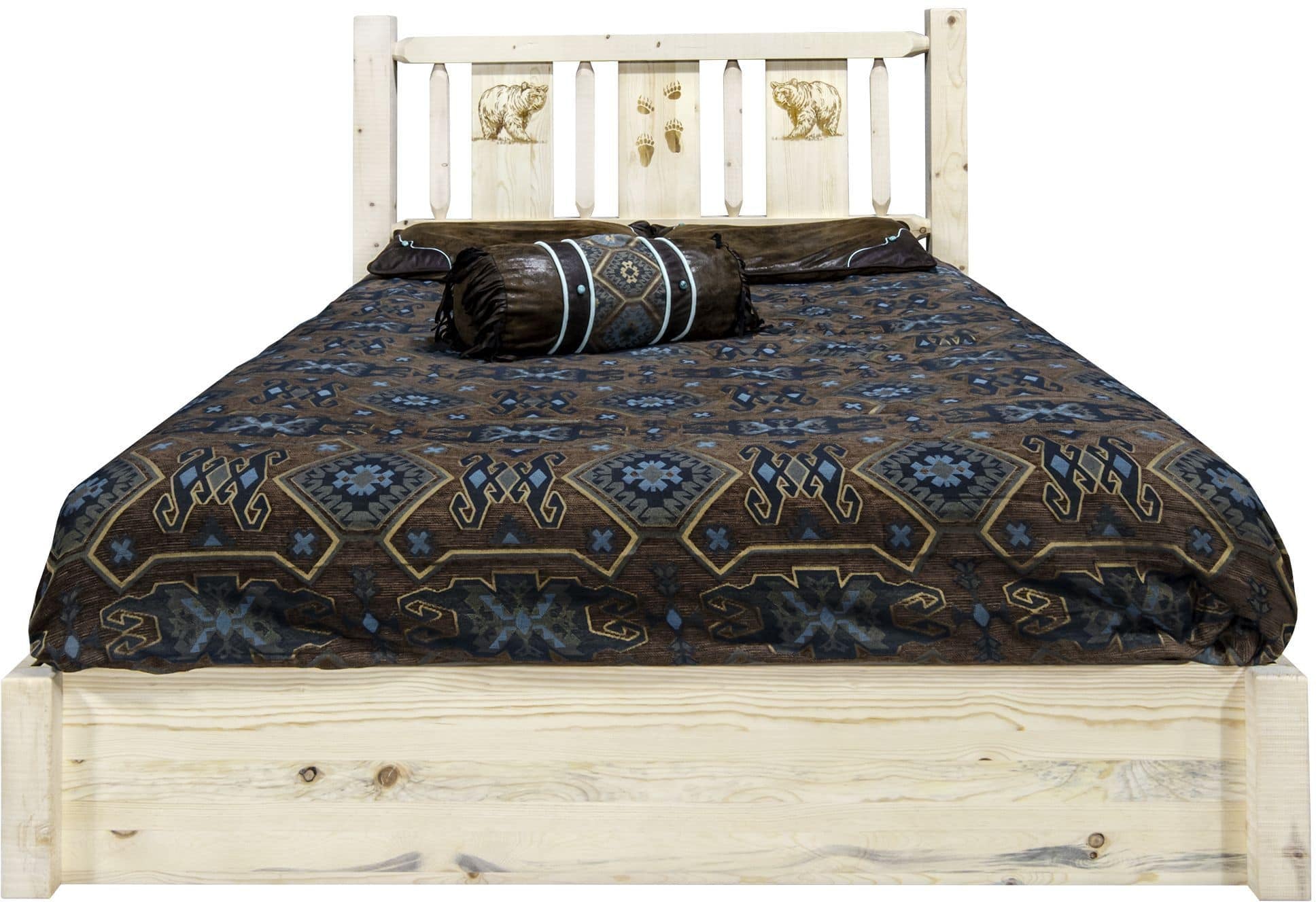 Montana Woodworks Homestead Collection Twin Storage Platform Bed with Laser Engraved Design - Ready to Finish-Rustic Furniture Marketplace