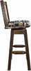 Montana Woodworks Homestead Collection Woodland Pattern Upholstery Barstool with Back & Swivel and Laser Engraved Design - Stain & Lacquer Finish-Rustic Furniture Marketplace