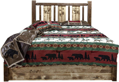 Montana Woodworks Homestead King Storage Platform Bed, Stained-Rustic Furniture Marketplace