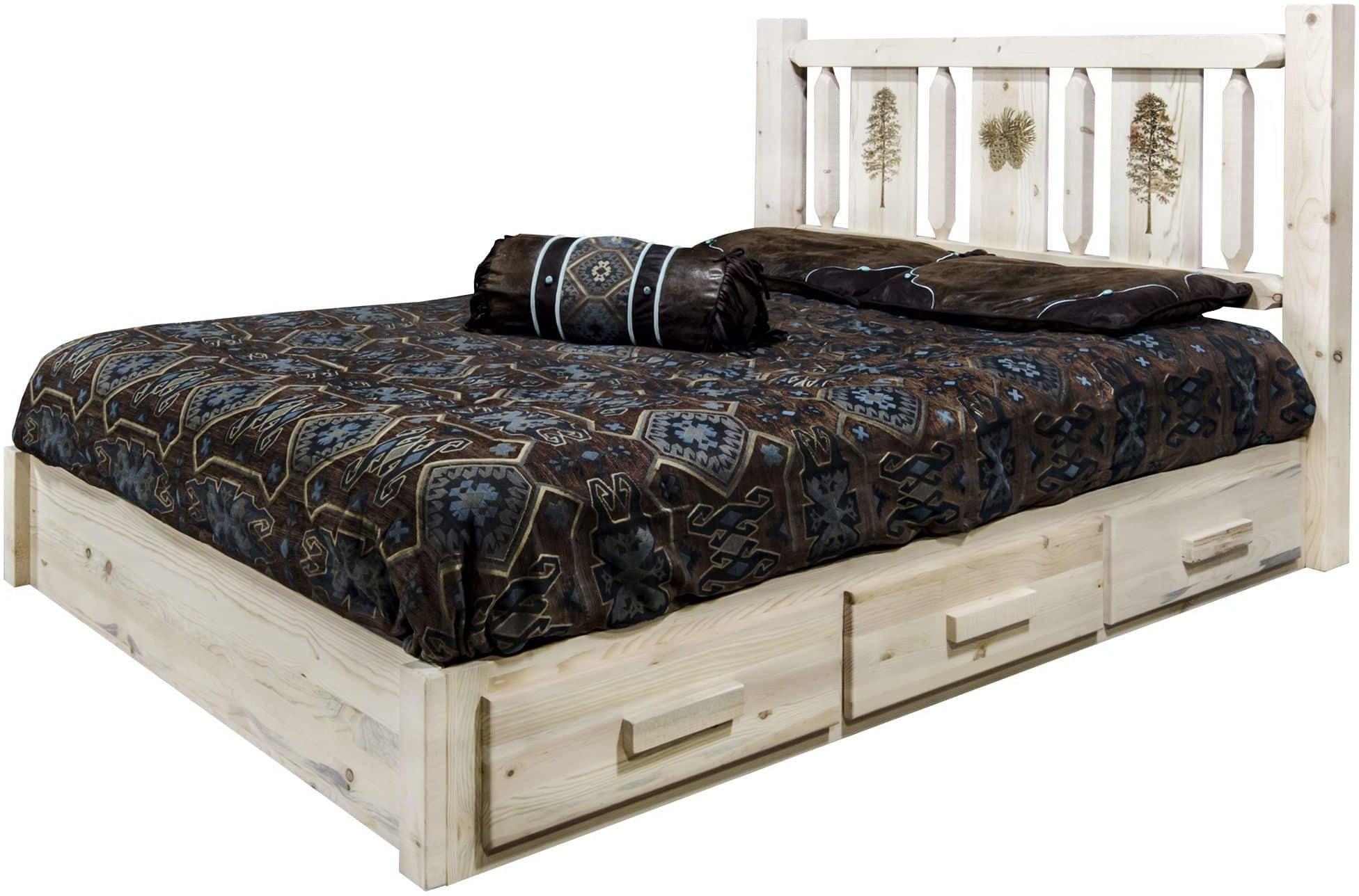 Montana Woodworks Homestead King Storage Platform Bed, Unfinished-Rustic Furniture Marketplace