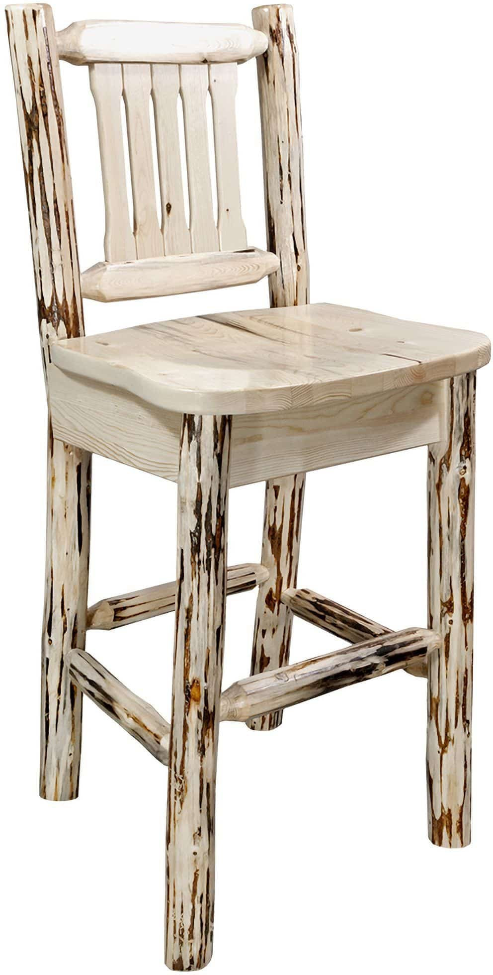 Montana Woodworks Montana Collection Barstool with Back and Ergonomic Wooden Seat-Rustic Furniture Marketplace