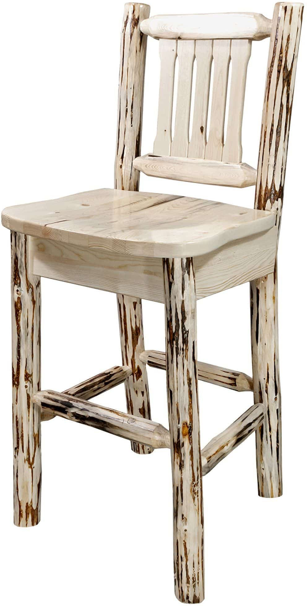 Montana Woodworks Montana Collection Barstool with Back and Ergonomic Wooden Seat-Rustic Furniture Marketplace