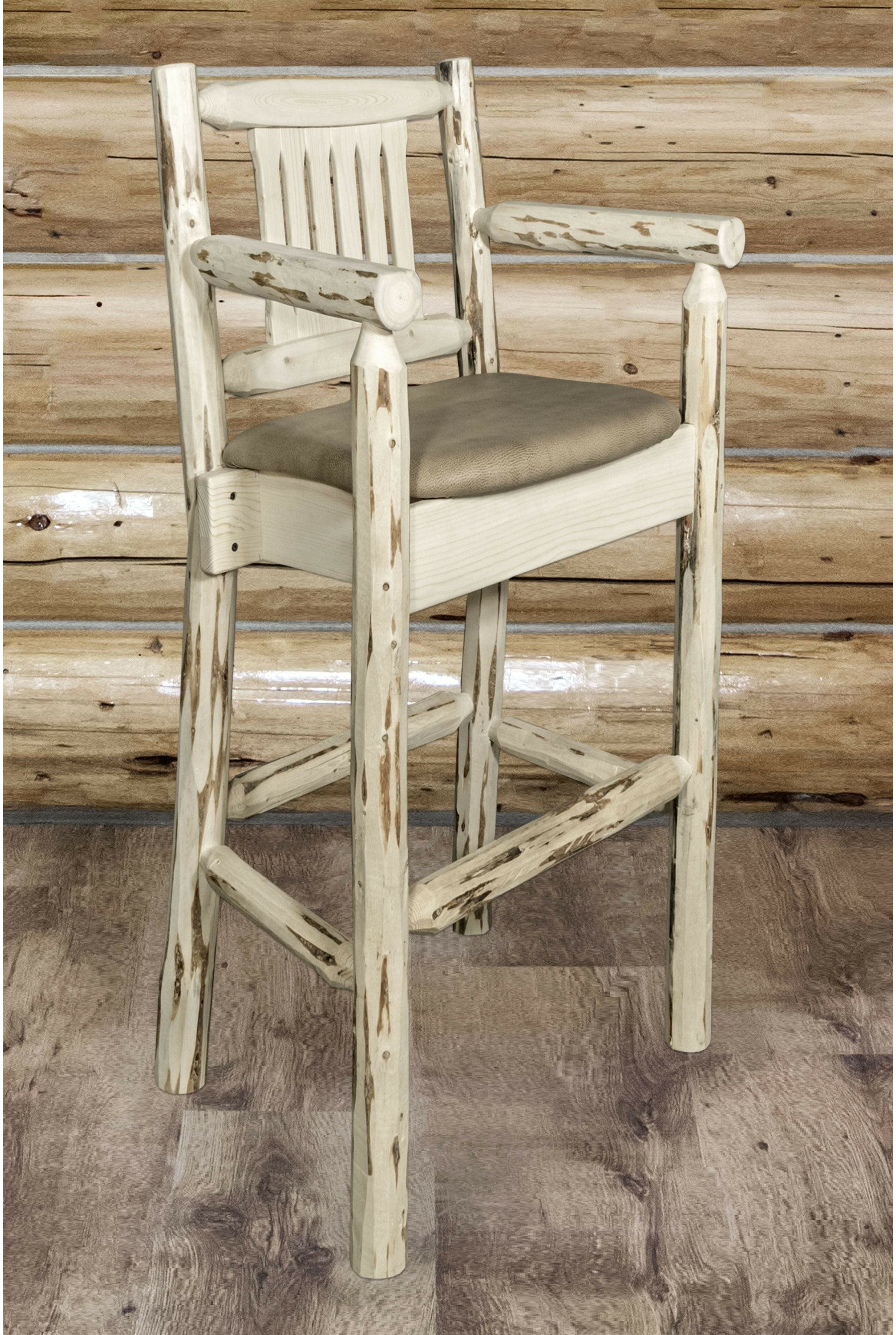 Montana Woodworks Montana Collection Barstool with Back and Upholstered Seat-Rustic Furniture Marketplace