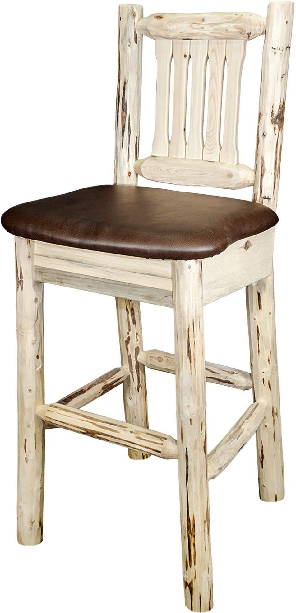 Montana Woodworks Montana Collection Barstool with Back and Upholstered Seat-Rustic Furniture Marketplace