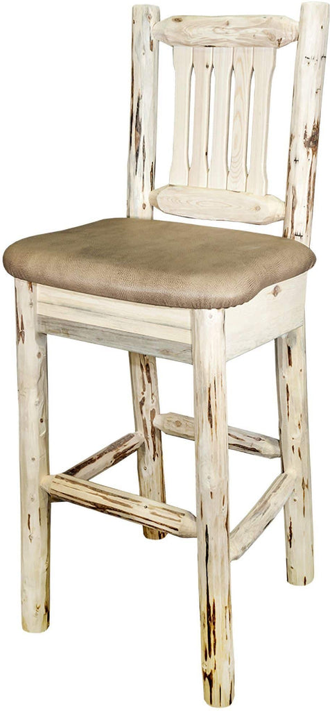 Montana Woodworks Montana Collection Barstool with Back and Upholstered Seat-Rustic Furniture Marketplace