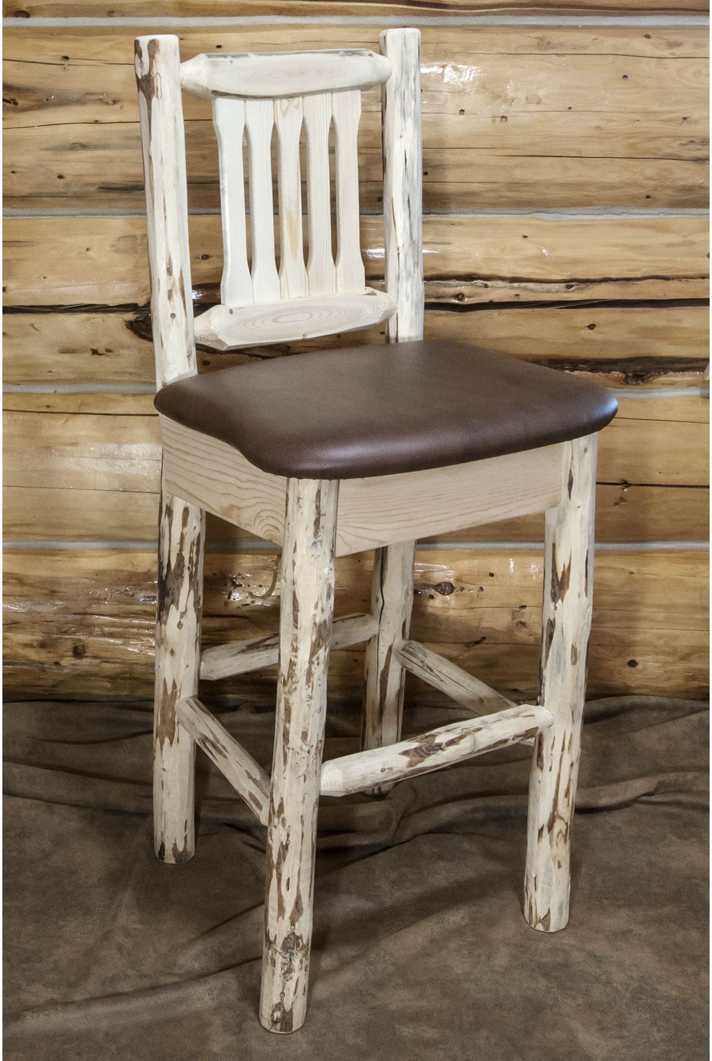 Montana Woodworks Montana Collection Barstool with Back and Upholstered Seat-Rustic Furniture Marketplace