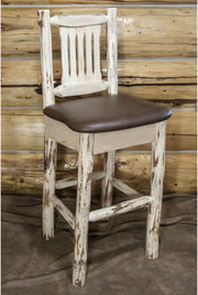 Montana Woodworks Montana Collection Barstool with Back and Upholstered Seat-Rustic Furniture Marketplace