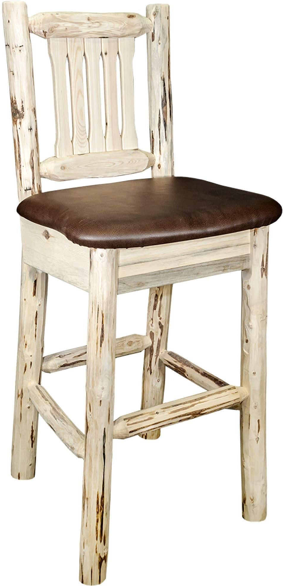 Montana Woodworks Montana Collection Barstool with Back and Upholstered Seat-Rustic Furniture Marketplace