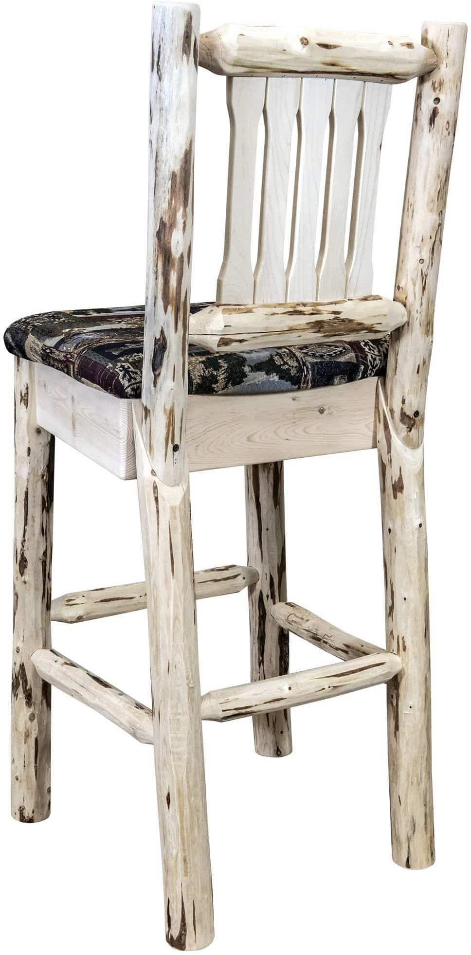 Montana Woodworks Montana Collection Barstool with Back and Upholstered Seat-Rustic Furniture Marketplace