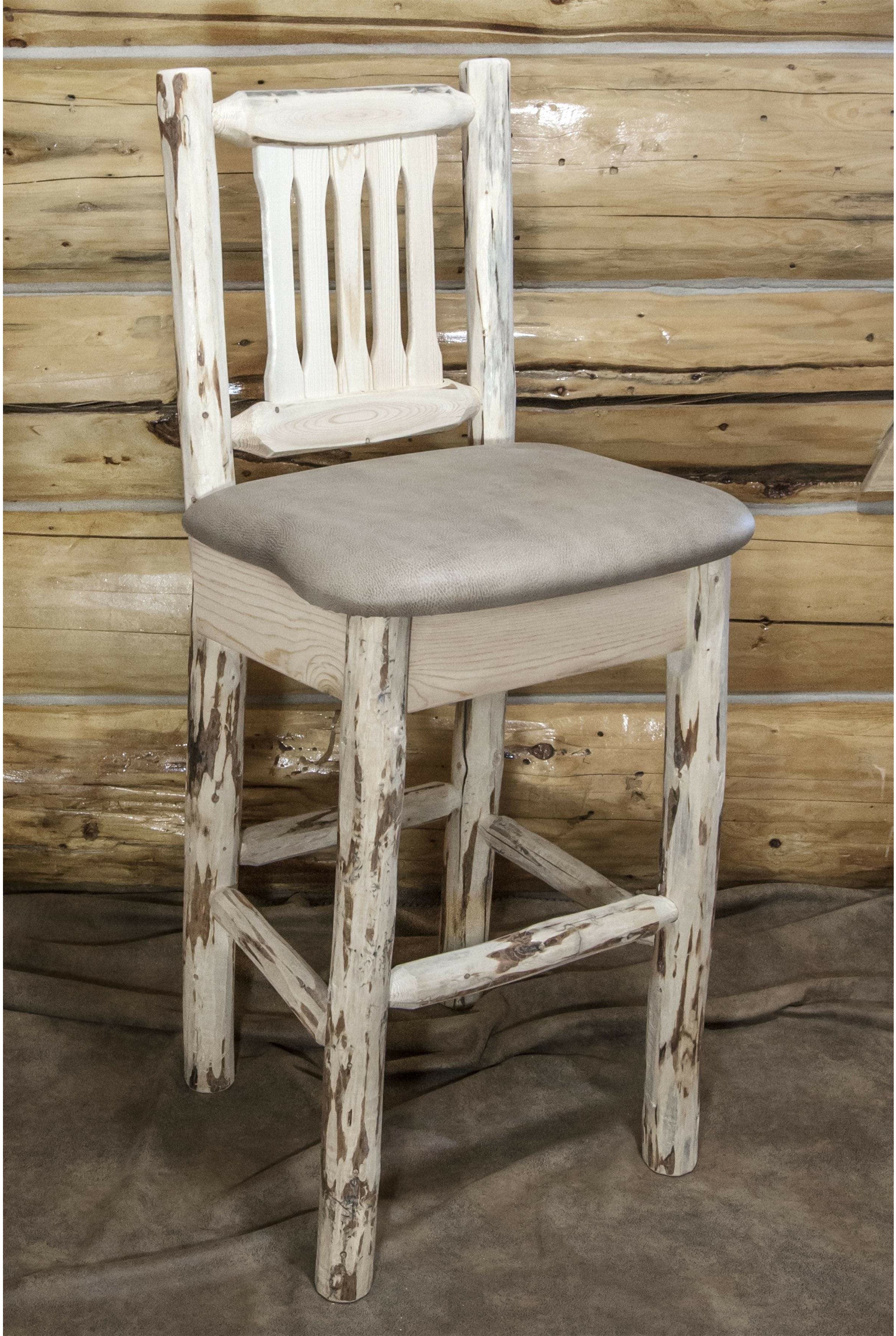 Montana Woodworks Montana Collection Barstool with Back and Upholstered Seat-Rustic Furniture Marketplace