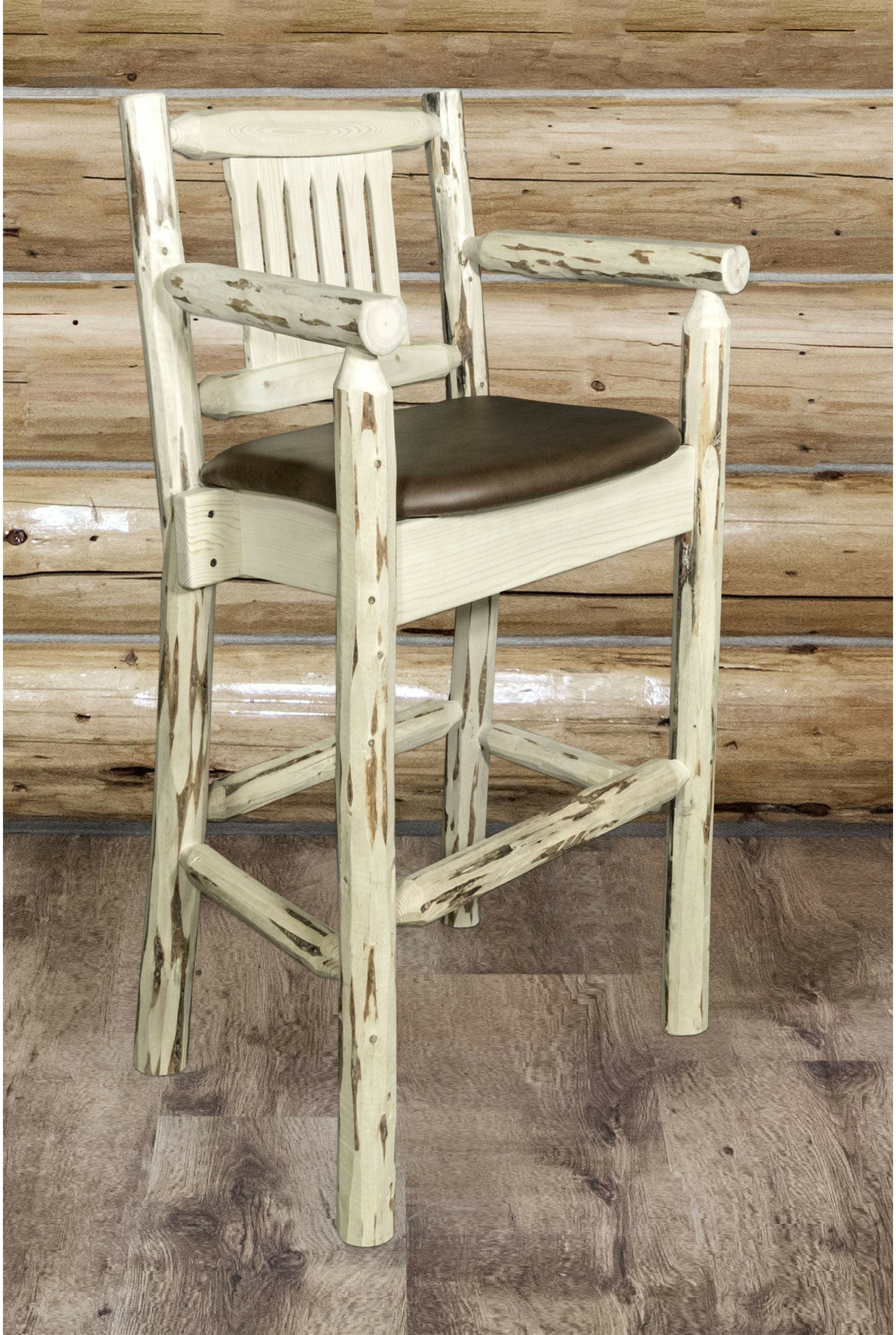 Montana Woodworks Montana Collection Barstool with Back and Upholstered Seat-Rustic Furniture Marketplace