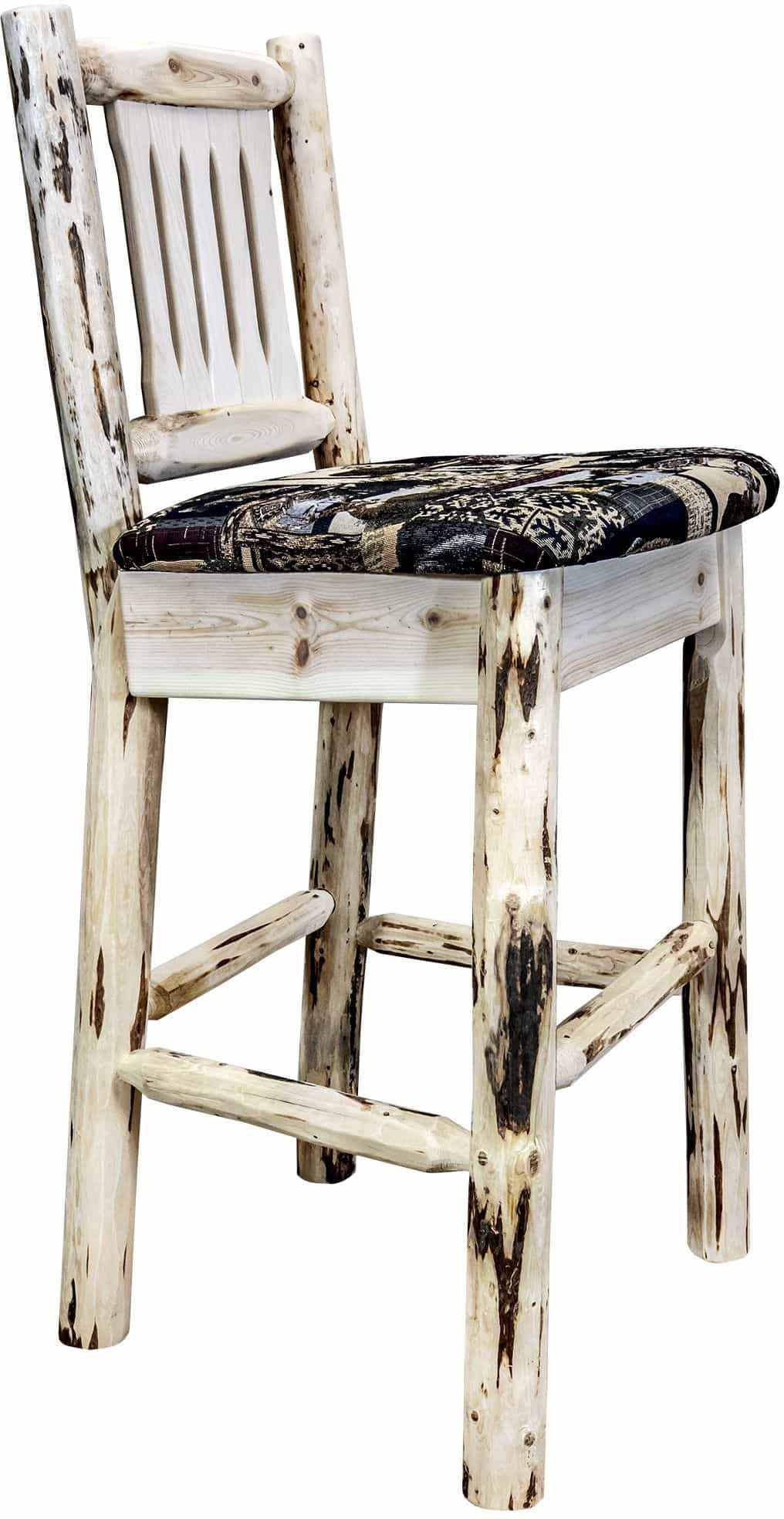 Montana Woodworks Montana Collection Barstool with Back and Upholstered Seat-Rustic Furniture Marketplace