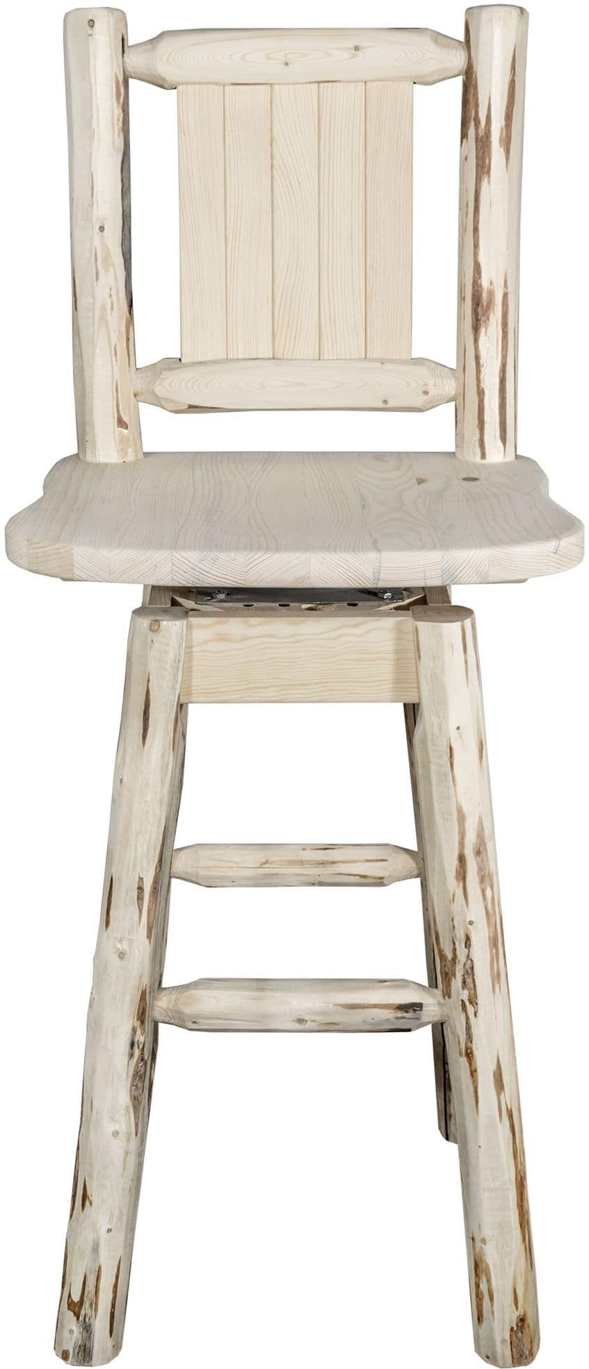 Montana Woodworks Montana Collection Barstool with Back & Swivel and Laser Engraved Design - Clear Lacquer Finish-Rustic Furniture Marketplace