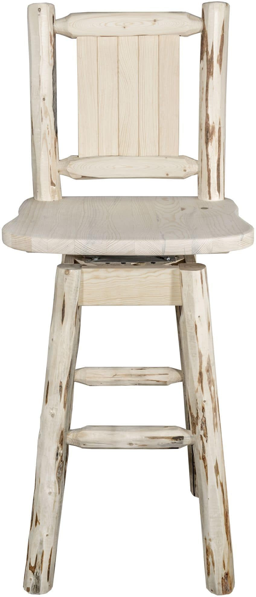 Montana Woodworks Montana Collection Barstool with Back & Swivel and Laser Engraved Design - Clear Lacquer Finish-Rustic Furniture Marketplace