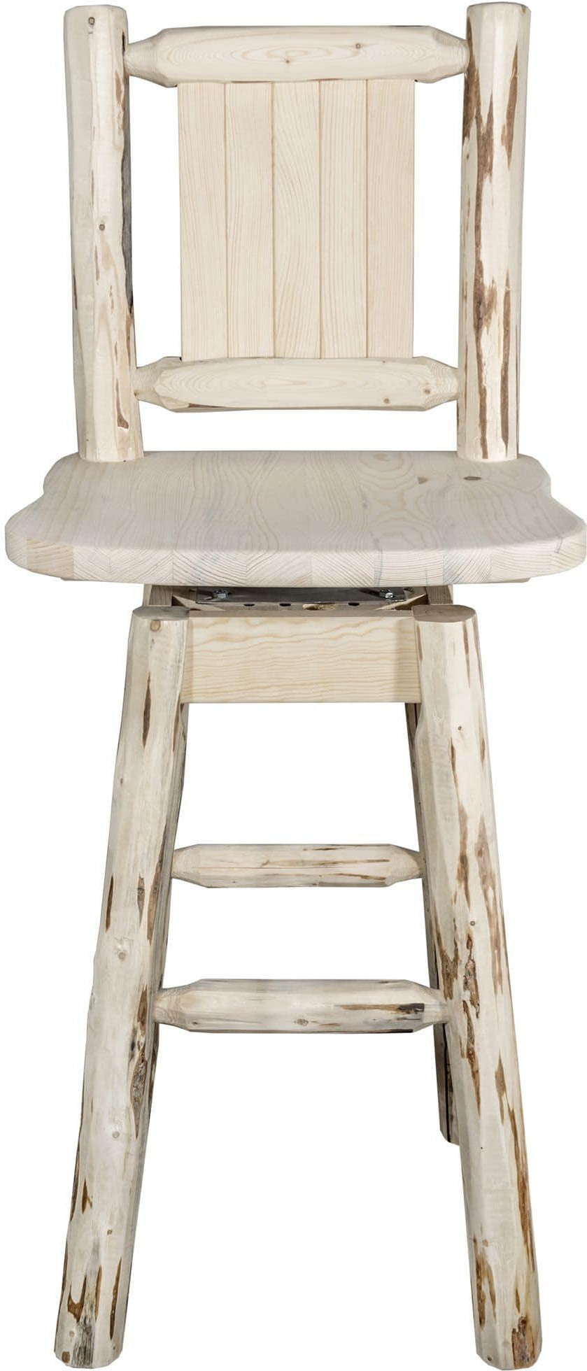 Montana Woodworks Montana Collection Barstool with Back & Swivel and Laser Engraved Design - Clear Lacquer Finish-Rustic Furniture Marketplace