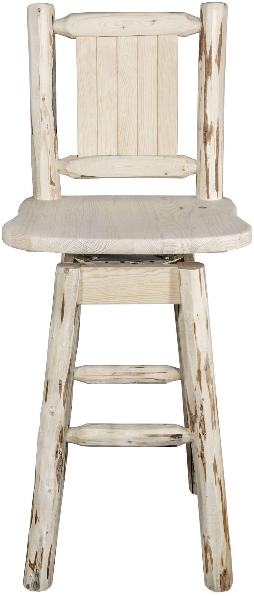 Montana Woodworks Montana Collection Barstool with Back & Swivel and Laser Engraved Design - Ready to Finish-Rustic Furniture Marketplace