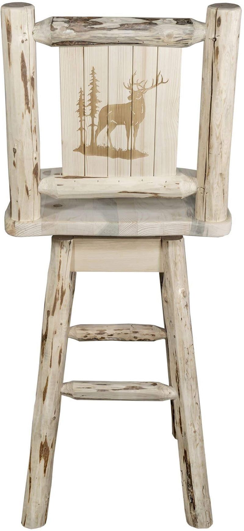 Montana Woodworks Montana Collection Barstool with Back & Swivel and Laser Engraved Design - Ready to Finish-Rustic Furniture Marketplace