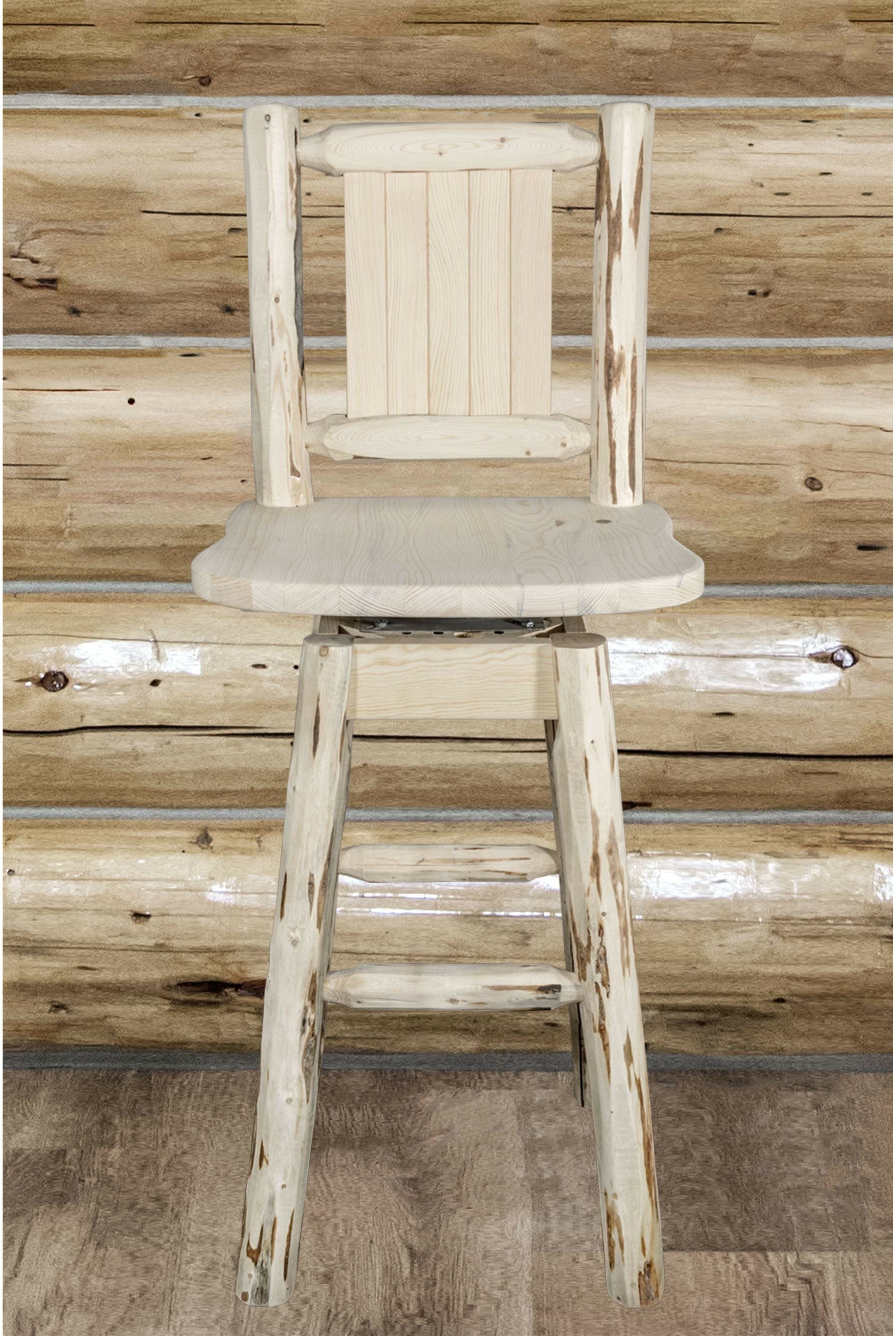 Montana Woodworks Montana Collection Barstool with Back & Swivel and Laser Engraved Design - Ready to Finish-Rustic Furniture Marketplace