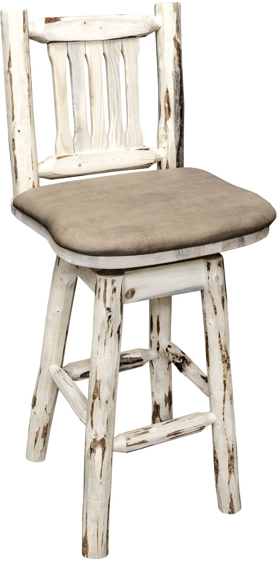 Montana Woodworks Montana Collection Barstool with Back/Swivel/Upholstered Seat-Rustic Furniture Marketplace