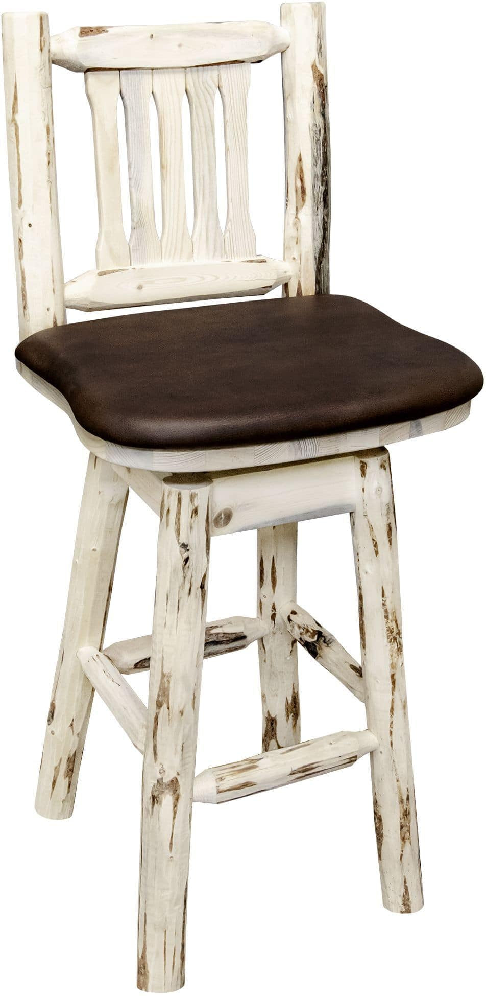 Montana Woodworks Montana Collection Barstool with Back/Swivel/Upholstered Seat-Rustic Furniture Marketplace