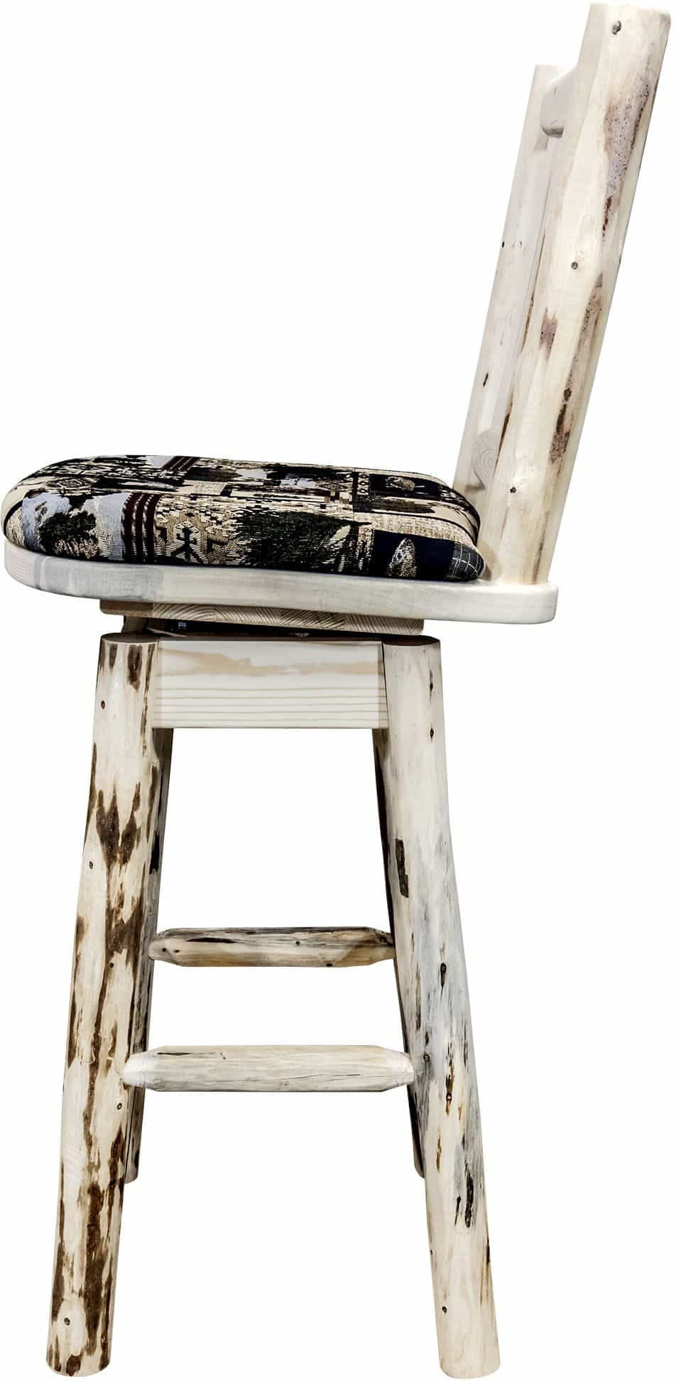 Montana Woodworks Montana Collection Barstool with Back/Swivel/Upholstered Seat-Rustic Furniture Marketplace