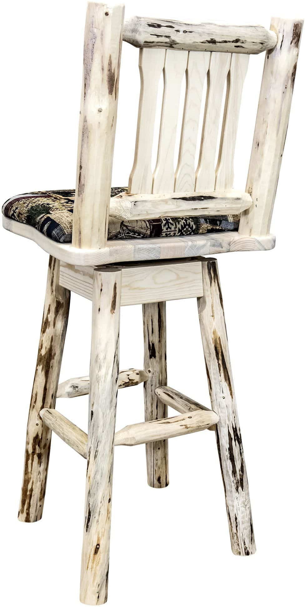 Montana Woodworks Montana Collection Barstool with Back/Swivel/Upholstered Seat-Rustic Furniture Marketplace