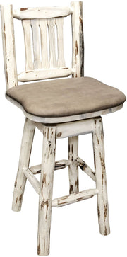 Montana Woodworks Montana Collection Barstool with Back/Swivel/Upholstered Seat-Rustic Furniture Marketplace