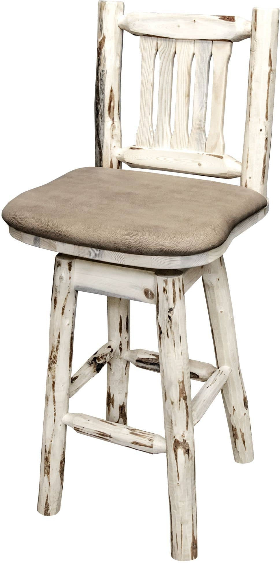 Montana Woodworks Montana Collection Barstool with Back/Swivel/Upholstered Seat-Rustic Furniture Marketplace