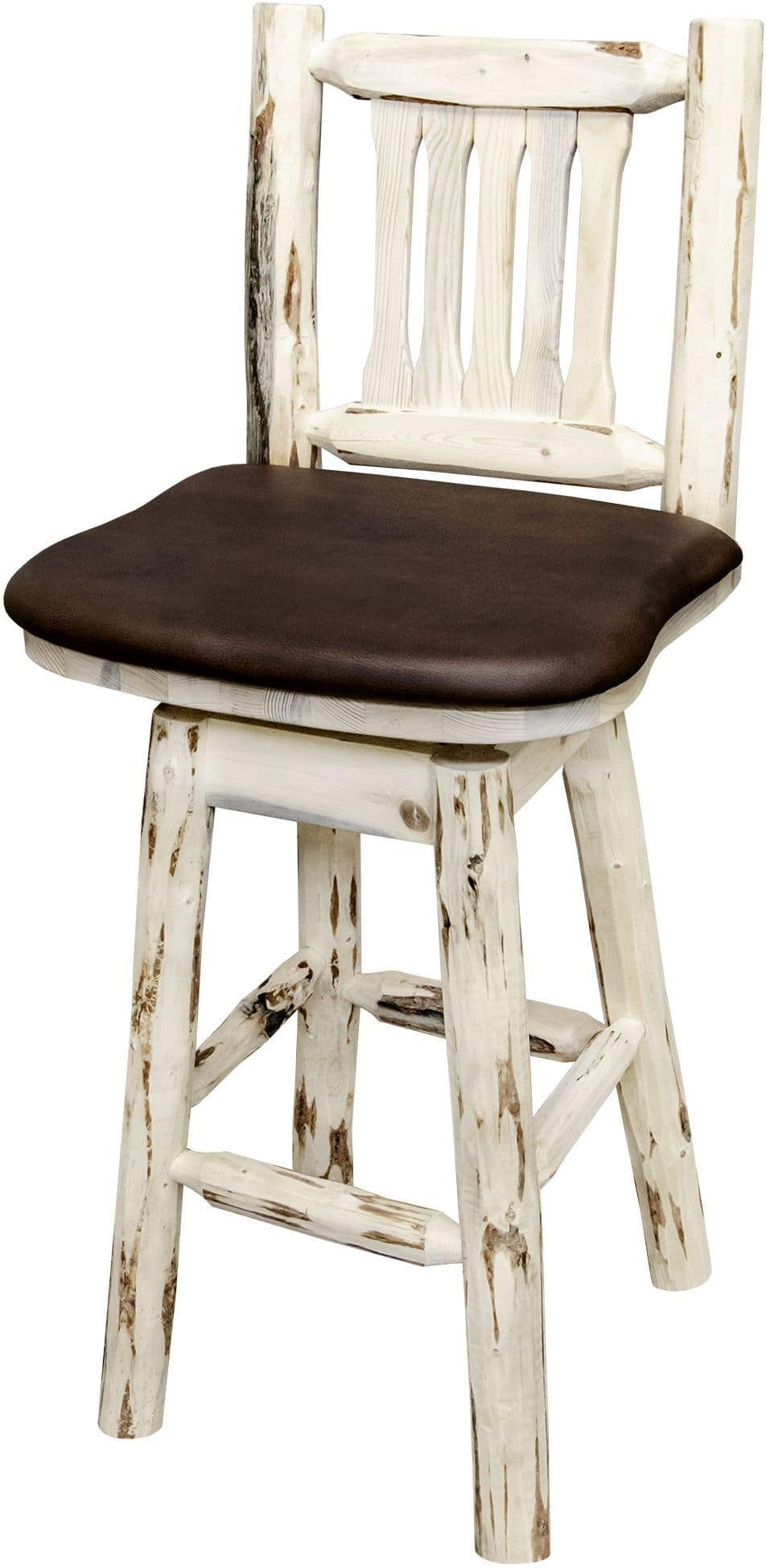 Montana Woodworks Montana Collection Barstool with Back/Swivel/Upholstered Seat-Rustic Furniture Marketplace