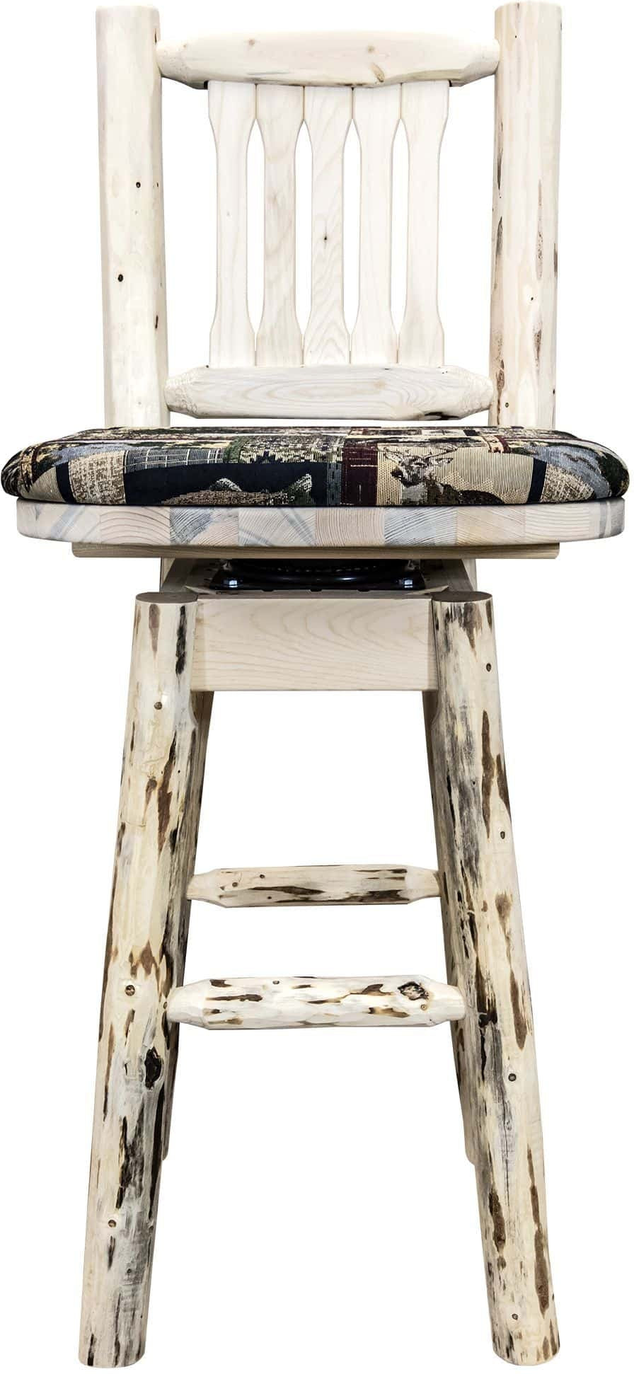 Montana Woodworks Montana Collection Barstool with Back/Swivel/Upholstered Seat-Rustic Furniture Marketplace