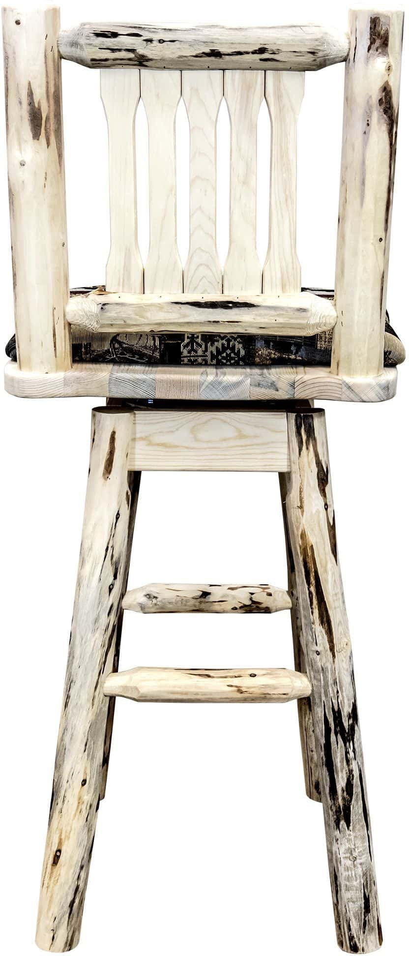 Montana Woodworks Montana Collection Barstool with Back/Swivel/Upholstered Seat-Rustic Furniture Marketplace