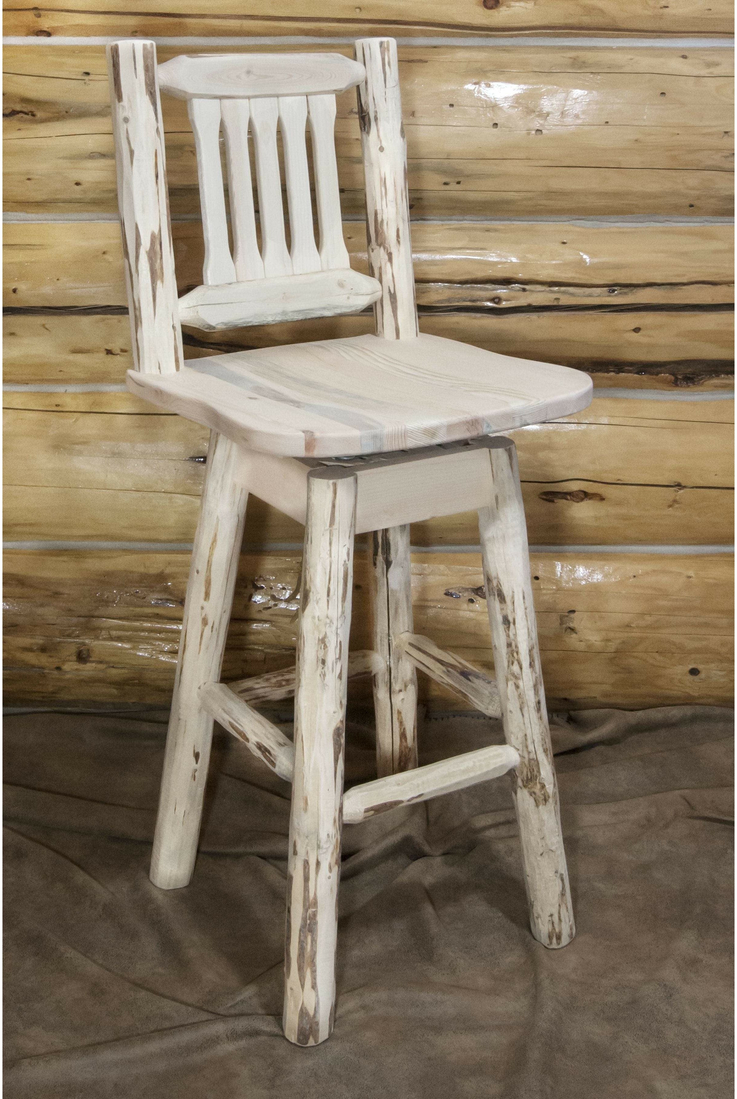 Montana Woodworks Montana Collection Barstool with Back & Swivel-Rustic Furniture Marketplace